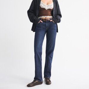 Abercrombie & Fitch Mid Rise 90s Straight Jean Denim Dark 27